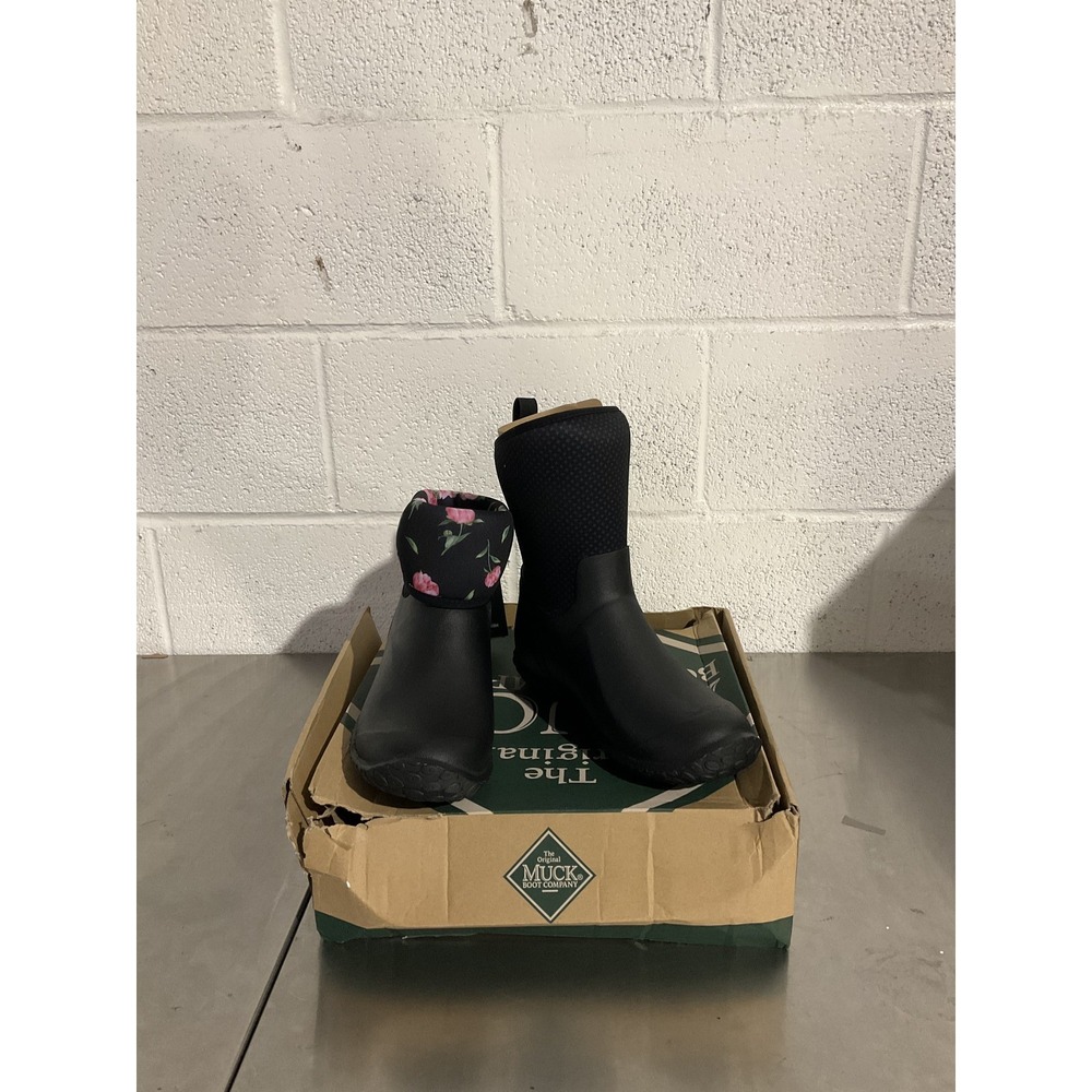Muck Boot Muckster II Mid Rubber Boots Womens 7 Black Rose Waterproof